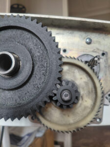 Gears interlocked, showing mechanical movement.